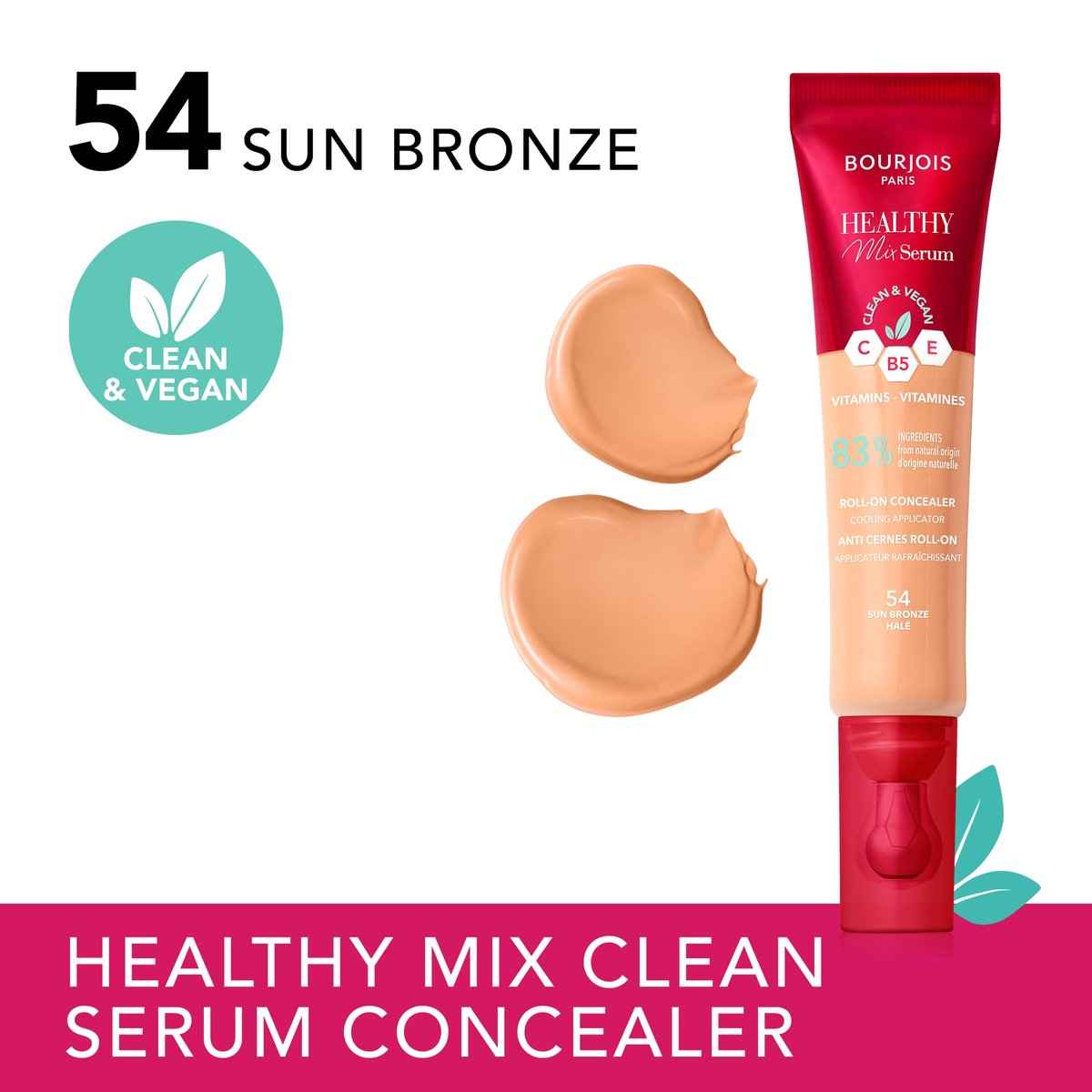 Bourjois Healthy Mix Serum Roll-On Concealer - 54 Sun Bronze(Vegan & Clean Formula)