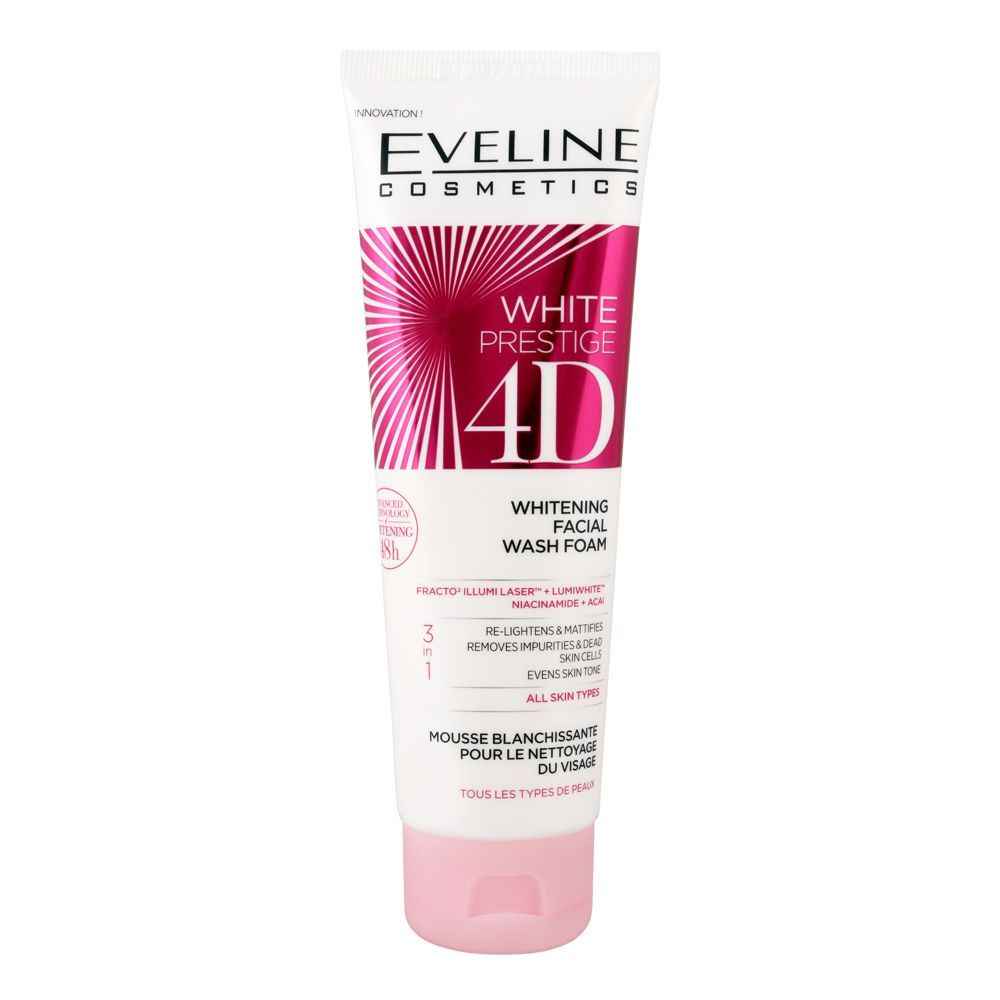 Eveline White Prestige 4D 3-In-1 Whitening Facial Wash Foam – 100ml | All Skin Types