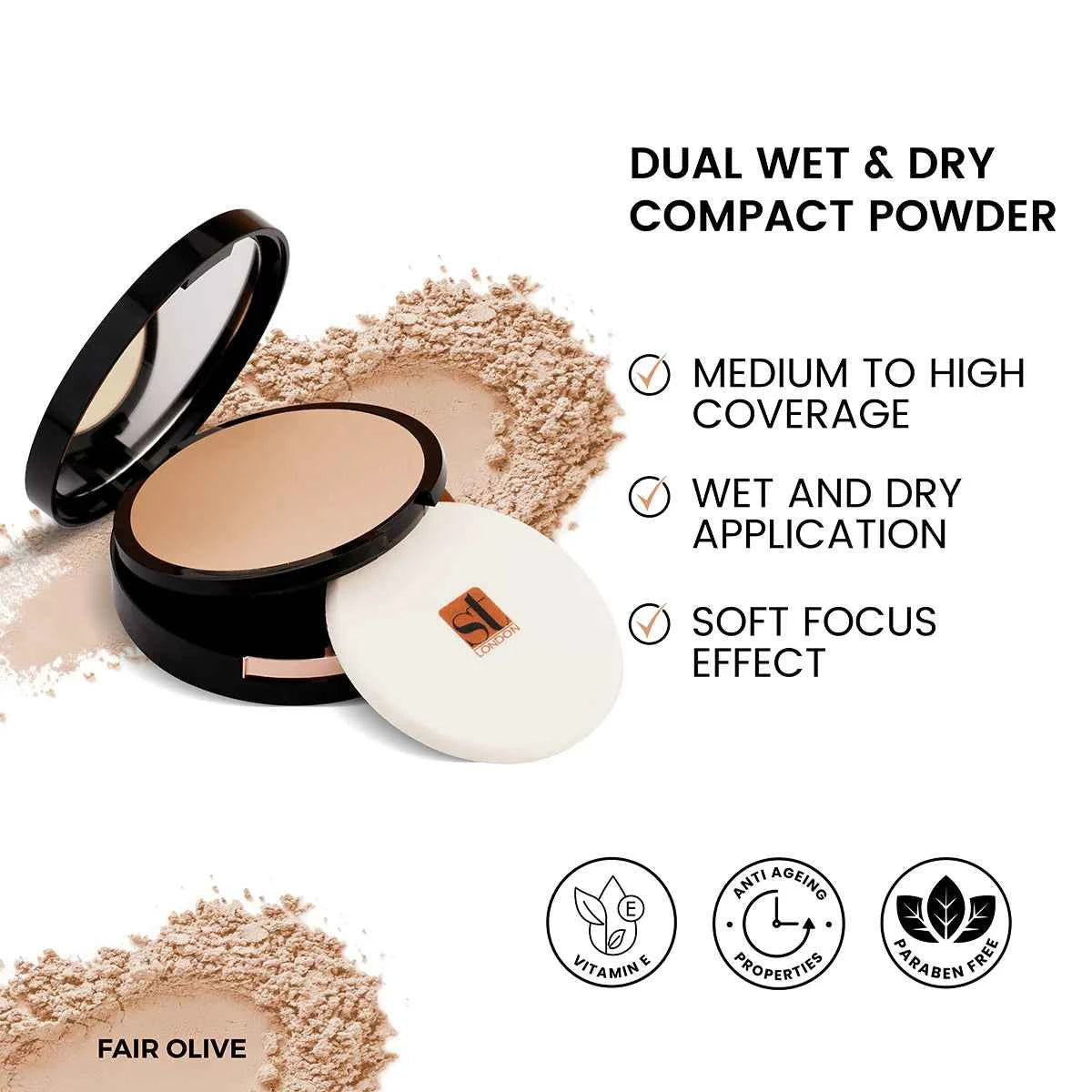 ST London - Dual Wet & Dry Compact Powder | Matte Finish & Buildable Coverage