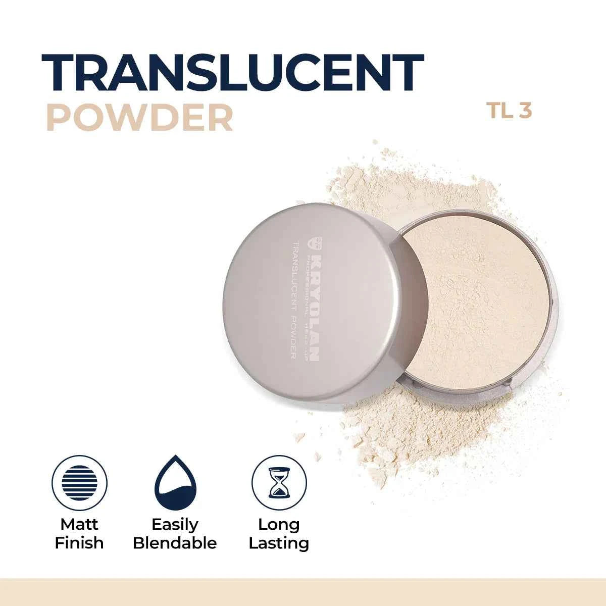 Kryolan Professional Translucent Loose Setting Powder - Matte Finish & Oil Control