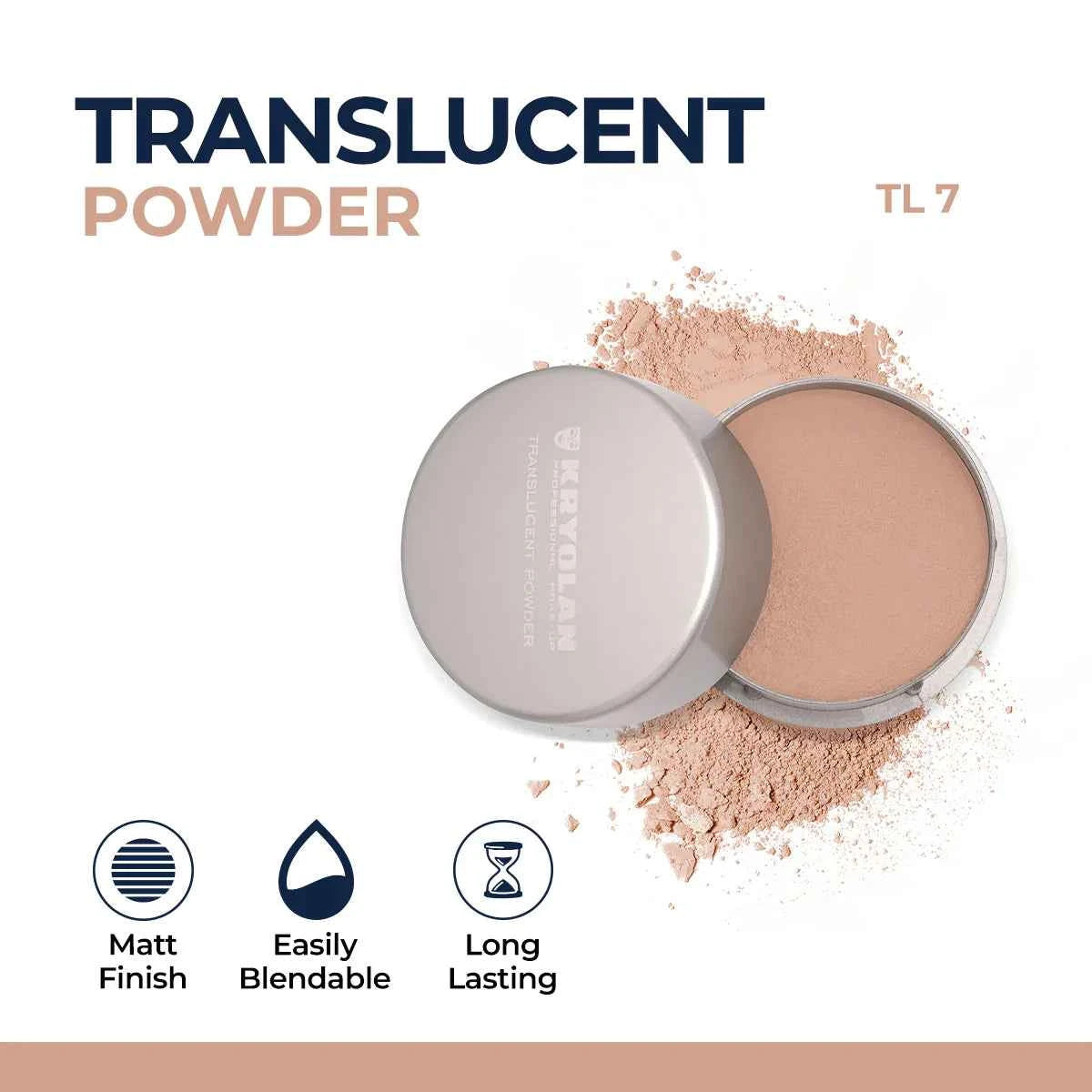 Kryolan Professional Translucent Loose Setting Powder - Matte Finish & Oil Control