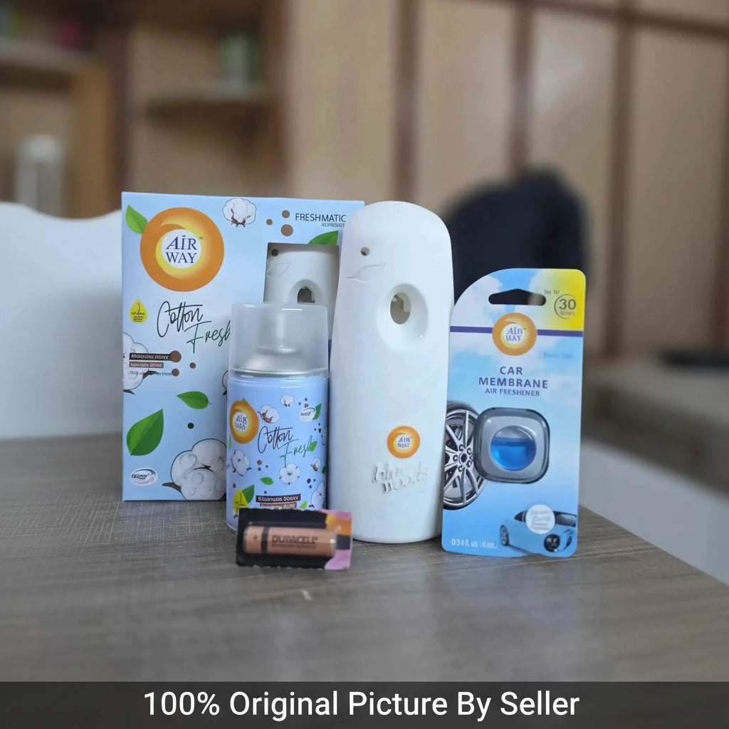 Airway Automatic Air Freshener Machine with Free Car Air Freshener & Refill - Cotton Fresh