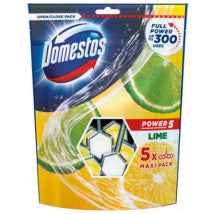 Domestos Power 5 Toilet Rim Block – Lime Fresh (5*55gm)