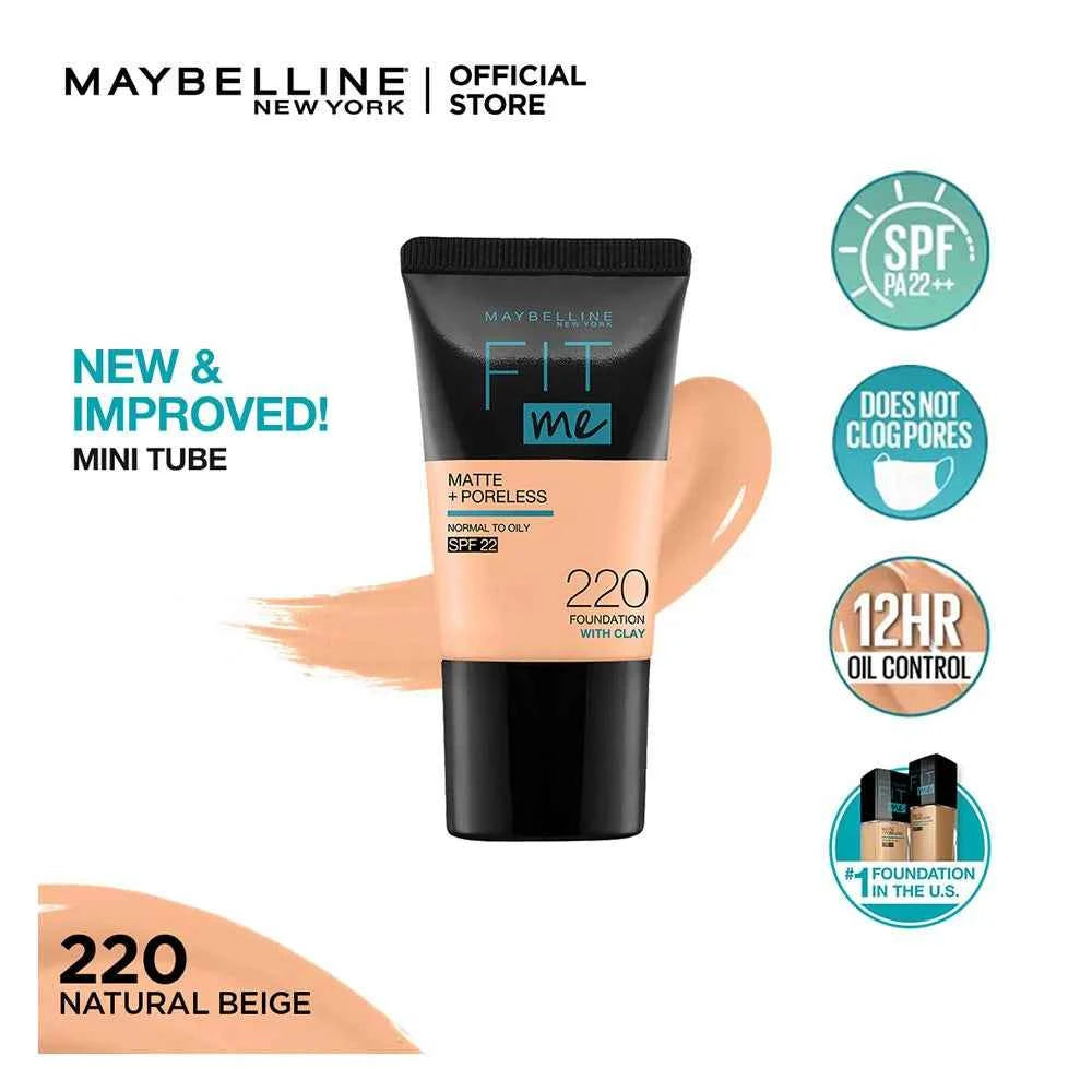 Maybelline – Fit Me Matte & Poreless Liquid Foundation Mini Tube (Shade 220 Natural Beige)