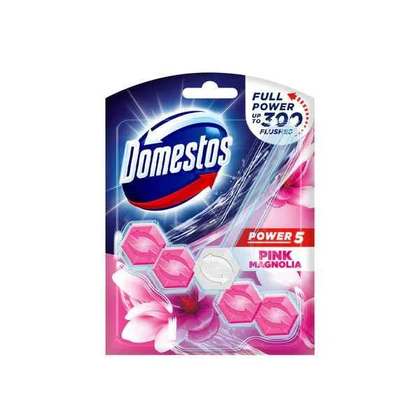 Domestos Power 5 Pink Magnolia Toilet Rim Block 55g