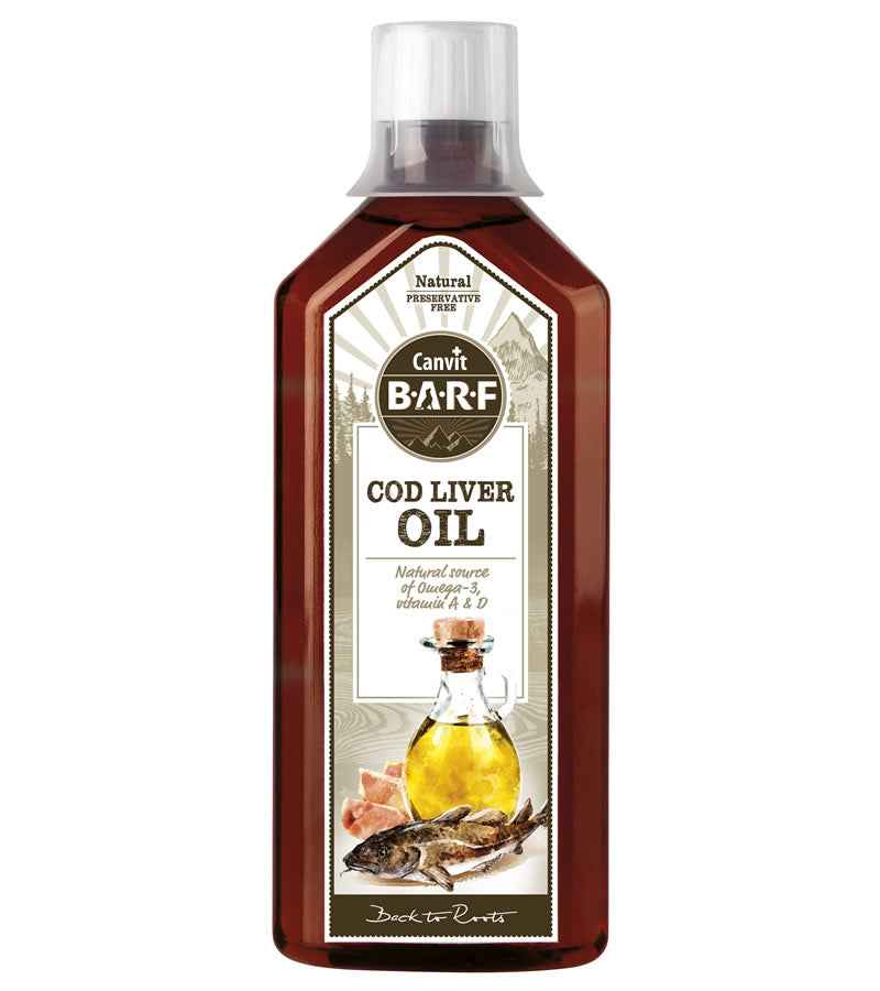 Canvit BARF Cod Liver Oil 500ml – Omega-3 Rich Supplement for Dogs & Cats | Skin, Coat & Immunity Support