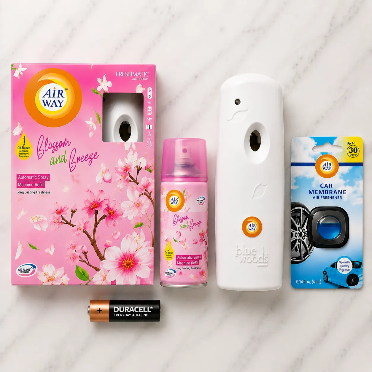 Airway Automatic Air Freshener Machine with Free Car Air Freshener & Refill β Blossom & Breeze | Flower Based Fragrance