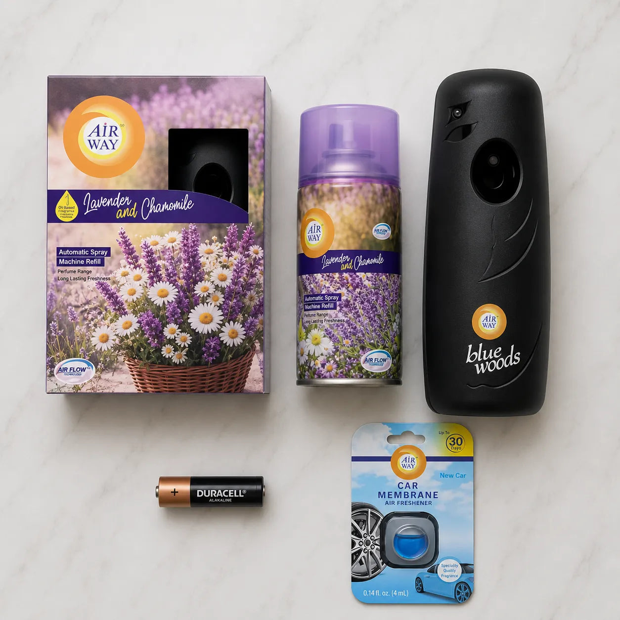 Airway Automatic Air Freshener Machine with Free Car Air Freshener & Refill β Lavender and Chamomile