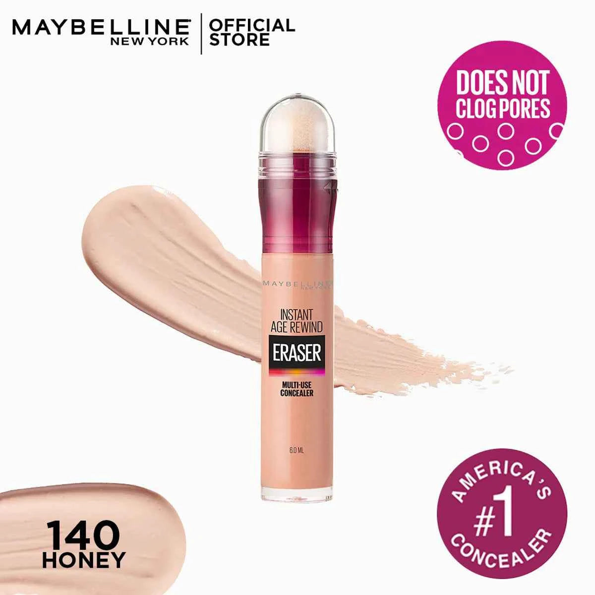 Maybelline Instant Age Rewind Eraser Concealer – 140 Honey – Dark Circles & Full Coverage