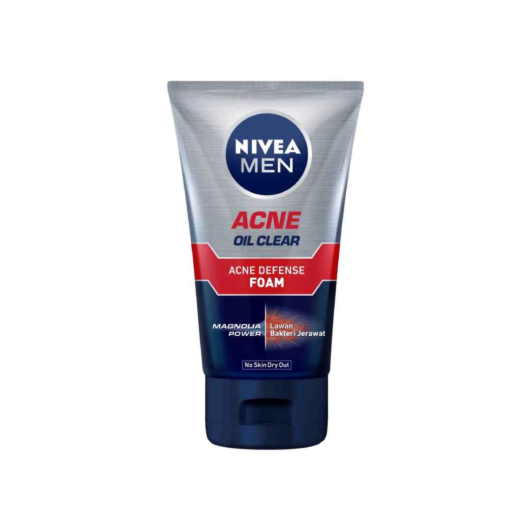 NIVEA MEN Acne Oil Clear Anti-Acne Foam – 100g | Deep Cleansing Face Wash with Magnolia Bark Extract & Carnitine | Controls Oil & Prevents Breakouts