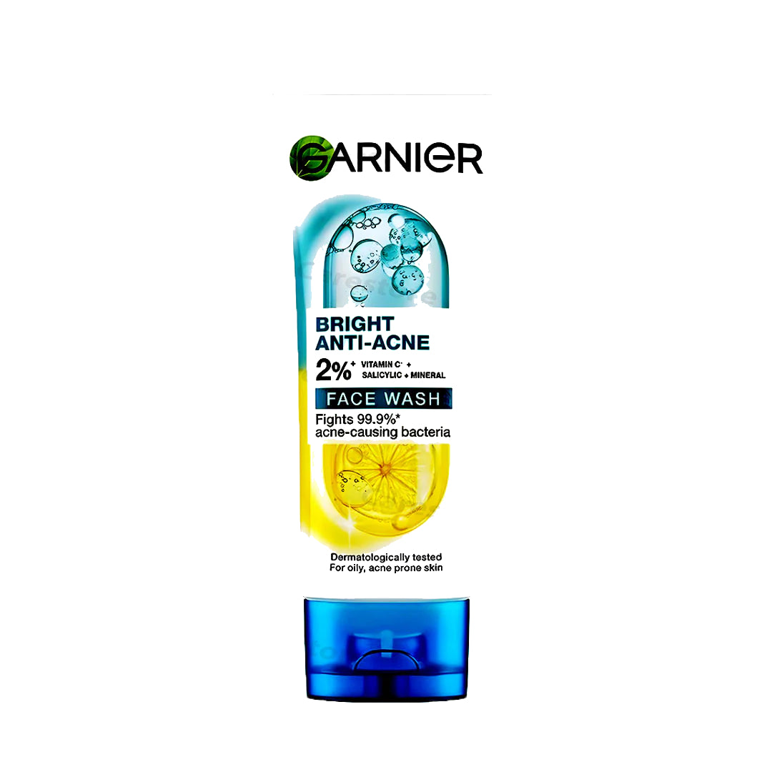 Garnier Facewash | Bright Anti‑Acne 3‑in‑1 Vitamin C & Salicylic Acid Face Wash 100 ml – Ukbay | Made In Indonesia