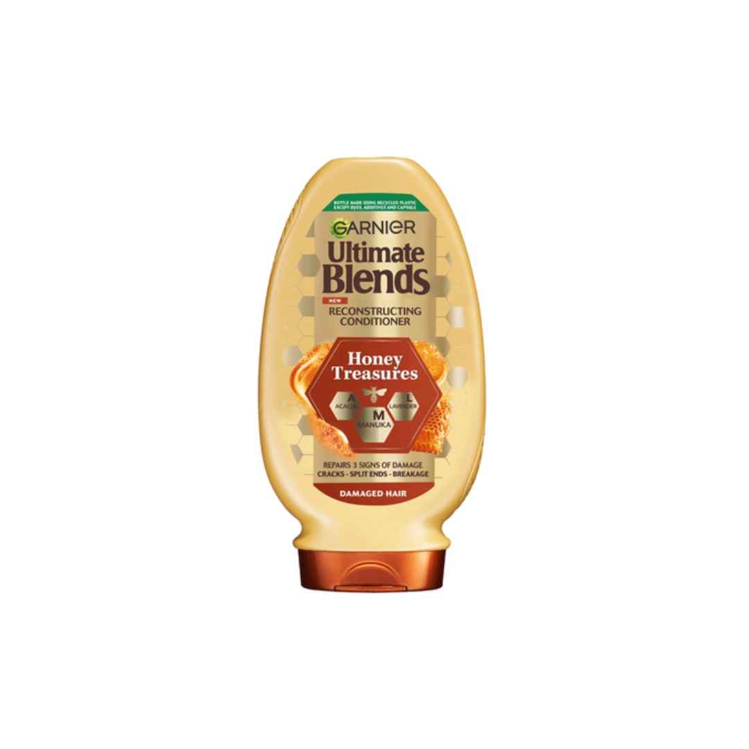 Garnier Ultimate Blends Honey Treasures Conditioner – For Damaged Hair, 400ml – Strengthening Formula with Honey, Royal Jelly & Propolis