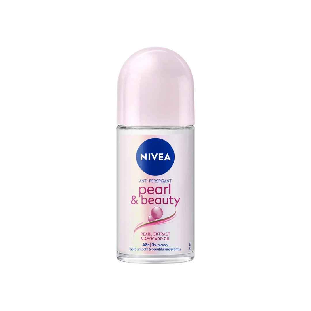 NIVEA Pearl & Beauty Roll-On Deodorant – 50ml | 48-Hour Protection with Pearl Extracts | Alcohol-Free