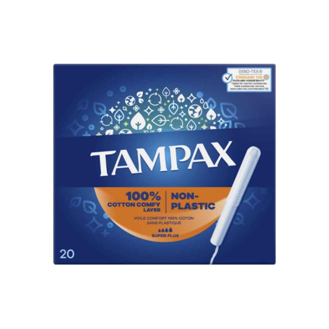 Tampax Non-Plastic Sanitary Pads – Super Absorbency, 20 Count – Eco-Friendly Feminine Protection