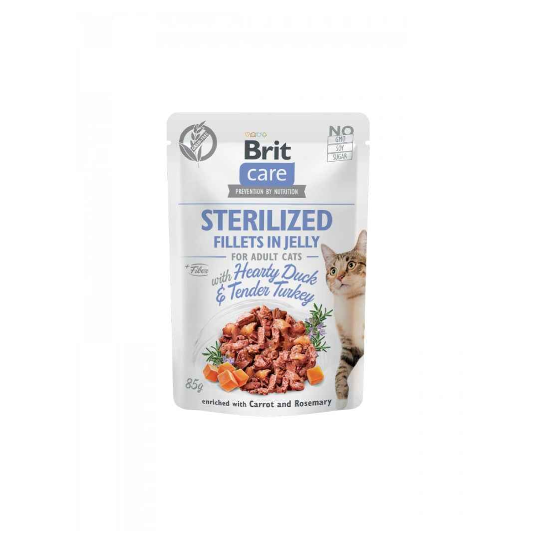 Brit Care - Fillets in Jelly - for adult cats - with Hearty Duck & Tender Trukey - 85g