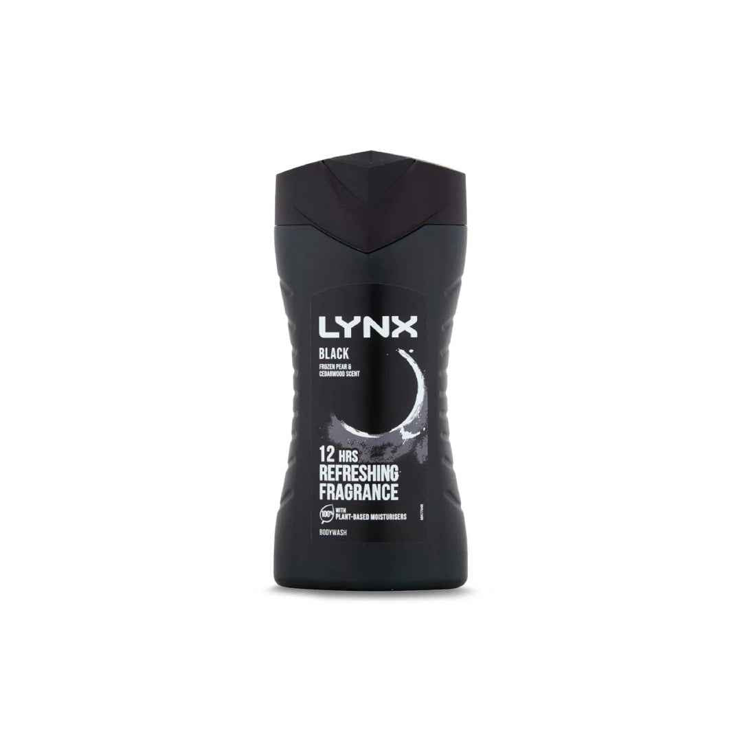 Lynx Black Body Wash for Men – Frozen Pear & Cedarwood Scent, 250ml – 12-Hour Refreshing Fragrance with Plant-Based Moisturisers