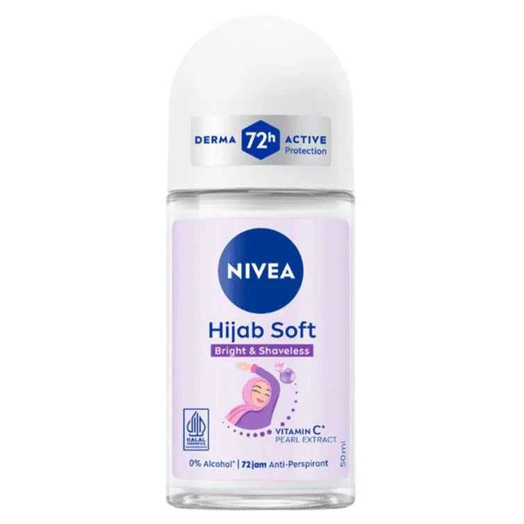 Nivea Hijab Soft Bright & Shaveless 48H Anti‑Perspirant Roll‑On 50 ml – Hair‑Soft & Brightening