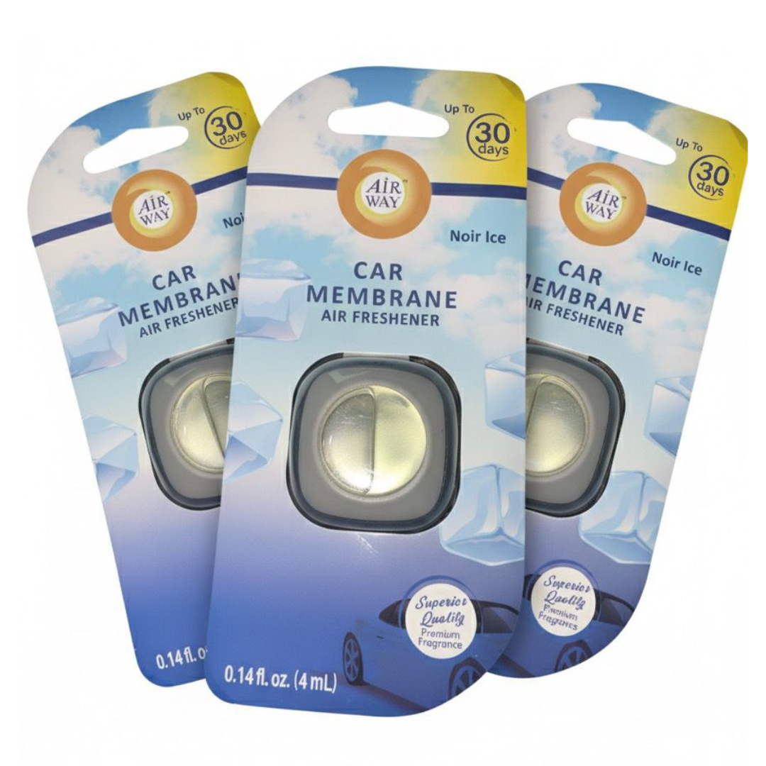 AirWay Car Membrane Air Freshener – Noir Ice Scent (Made in Europe) – 3 Pack | Long-Lasting Up to 30 Days Each