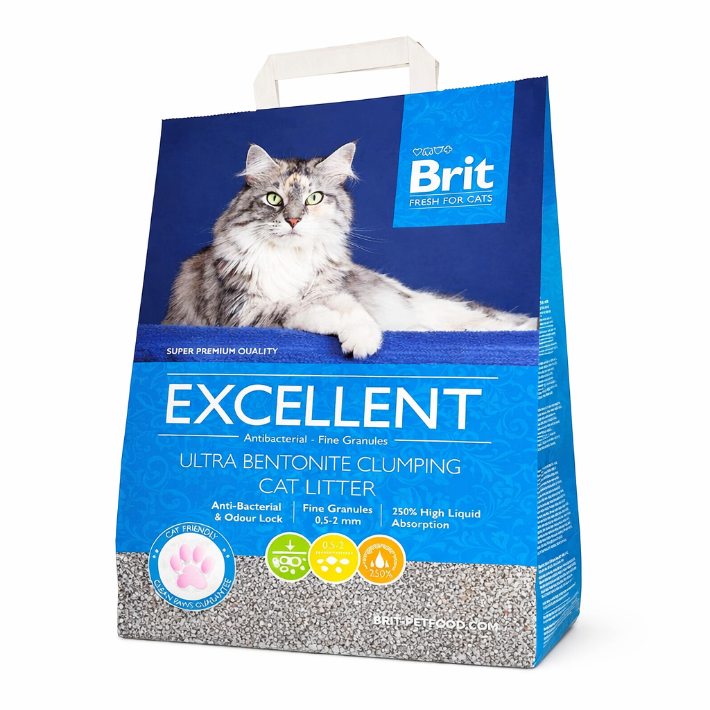 Brit Excellent Ultra Bentonite Clumping Cat Litter – Antibacterial, High Absorption, Fine Granules (Fresh Odour Control)