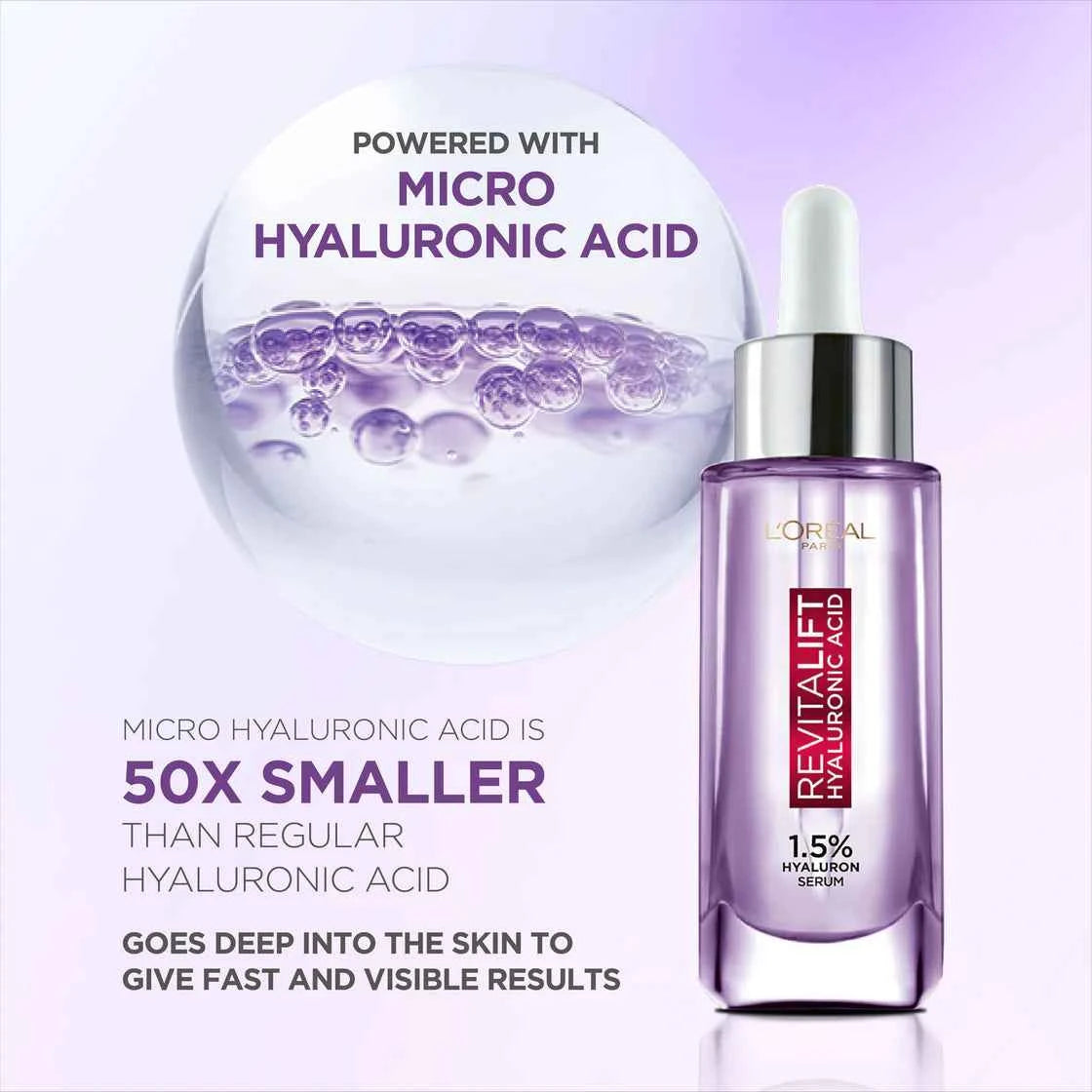 LβOrΓ©al Paris Revitalift 1.5% Hyaluronic Acid Face Serum (15ml) β Deep Hydration & Anti-Aging
