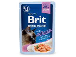 Brit Premium Cat Pouch – Salmon in Gravy for Sterilized Cats (85g) | Made In Czech Republic