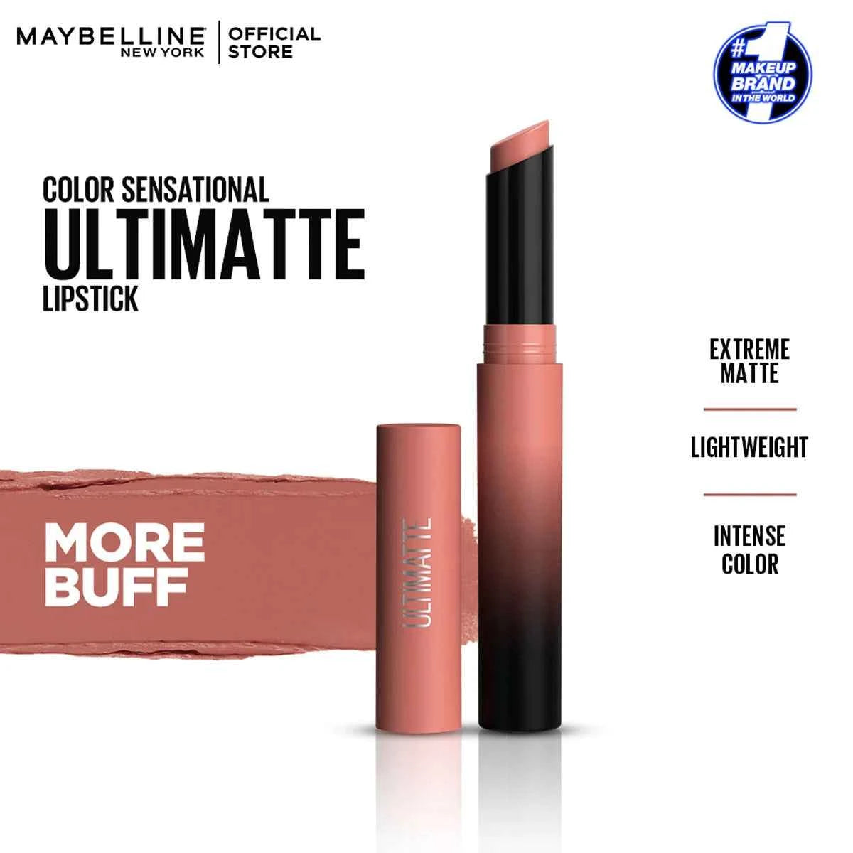 Maybelline Color Sensational Ultimatte Slim Lipstick – More Buff | Soft Matte Nude Lipstick