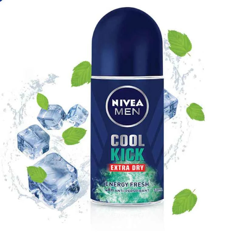 Nivea Men Cool Kick Energy Fresh Roll‑On Deodorant 50 ml – 48 Hrs Cooling & Anti-Perspirant