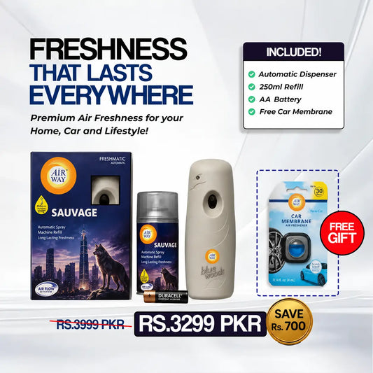 Airway Automatic Air Freshener Machine with Refill+Free Car Air Freshener Swvage | Perfume Based Fragrance