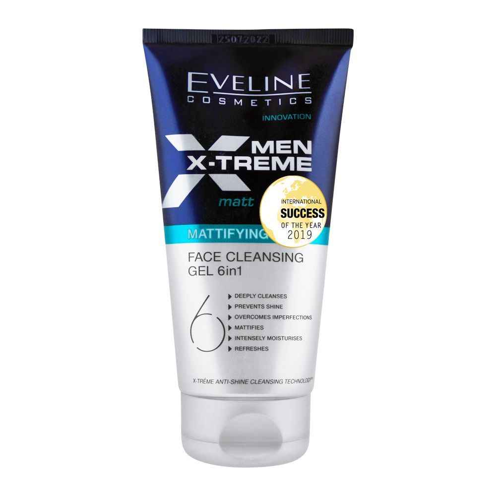 Eveline Men 6-In-1 Xtreme Matt Face Cleansing Gel – 150ml | Mattifying & Deep Clean