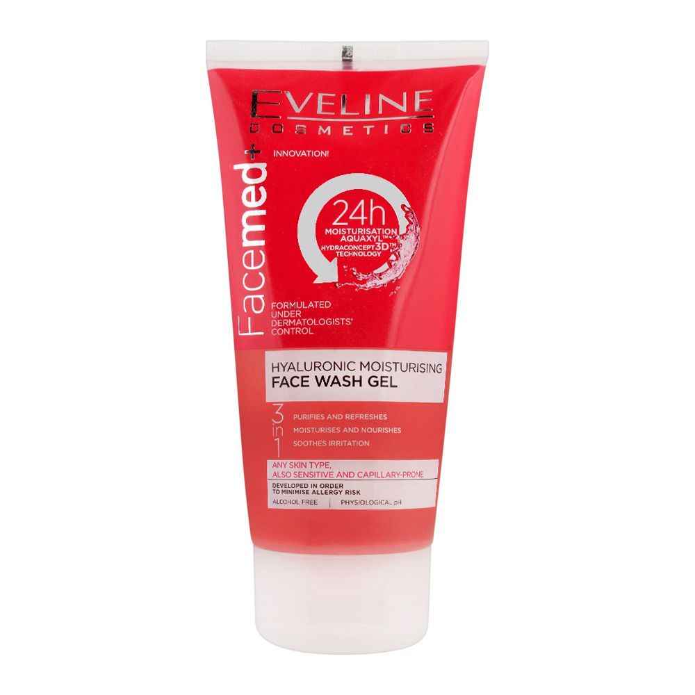 Eveline Facemed+ Hyaluronic 3-In-1 Moisturising Face Wash Gel – 150ml | Alcohol-Free