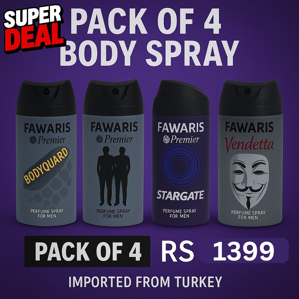 Fawaris Premier Body Spray 4-Pack for Men |150 ml
