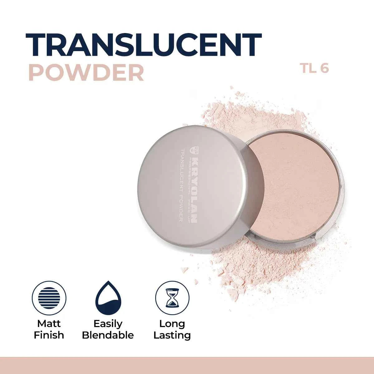 Kryolan Professional Translucent Loose Setting Powder - Matte Finish & Oil Control