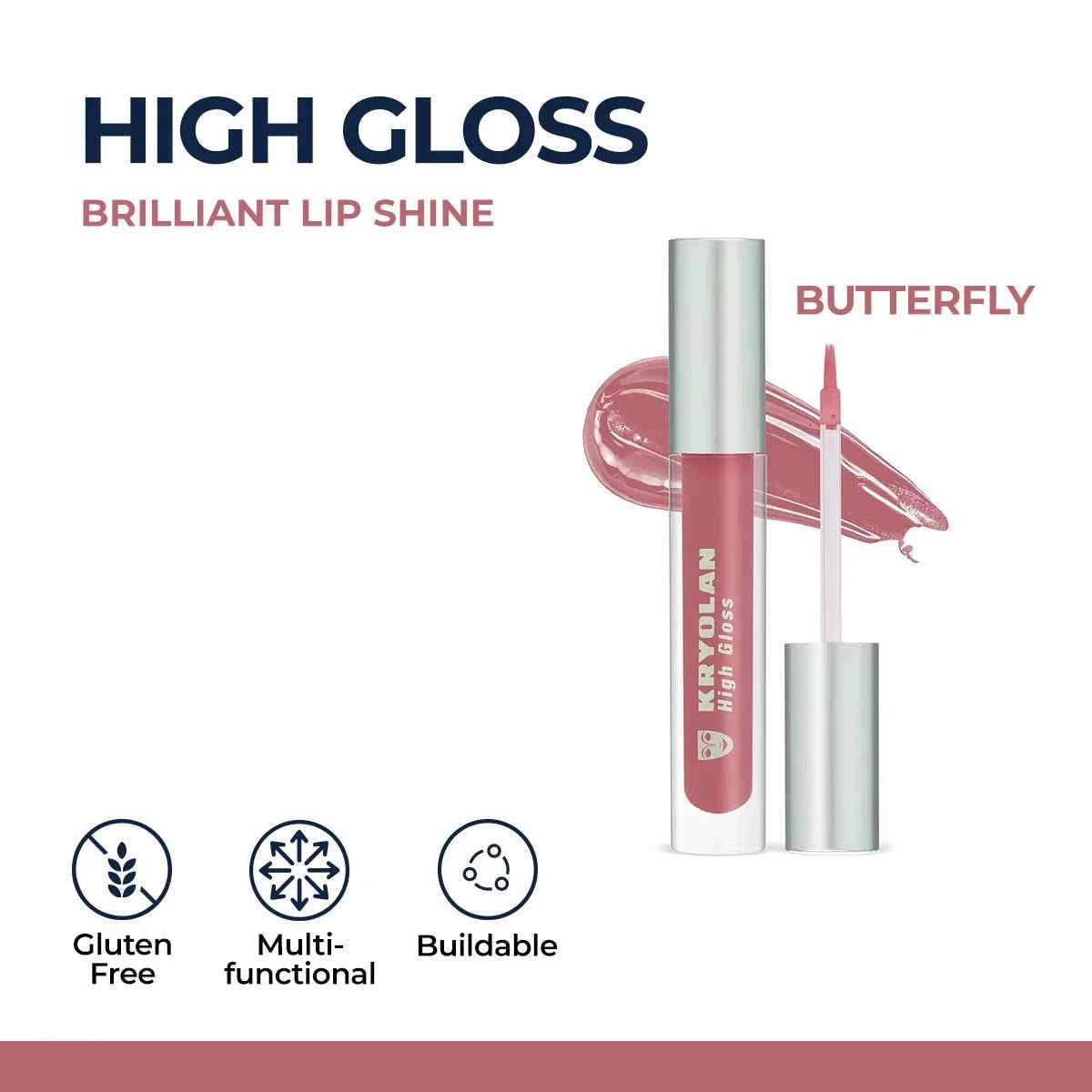 Kryolan High Gloss Brilliant Lip Shine - Non-Sticky, Vitamin E Formula