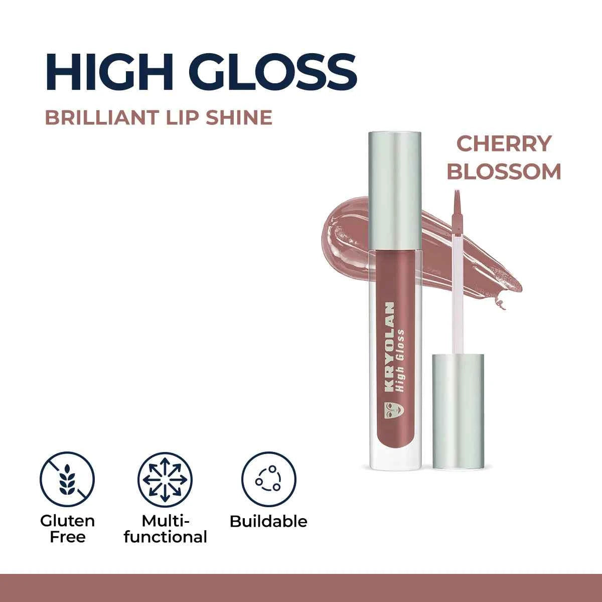 Kryolan High Gloss Brilliant Lip Shine - Non-Sticky, Vitamin E Formula