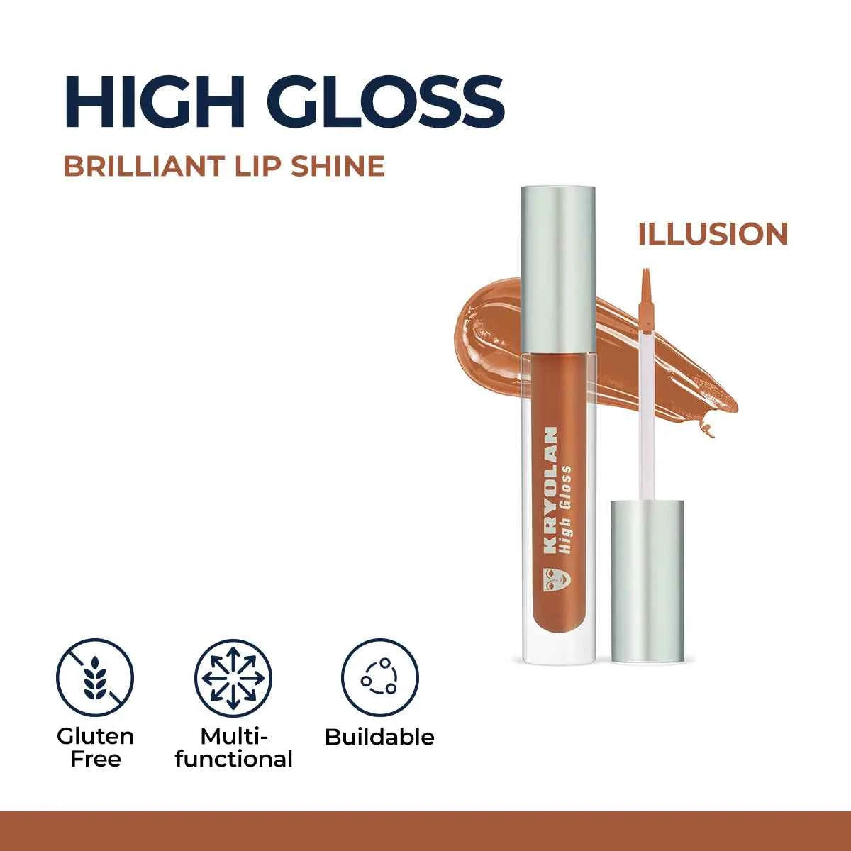 Kryolan High Gloss Brilliant Lip Shine - Non-Sticky, Vitamin E Formula