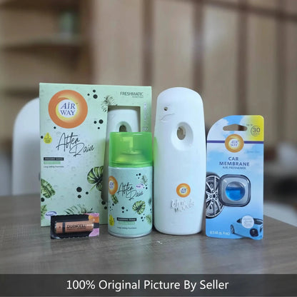 Airway Automatic Air Freshener Machine with Refill+Free Car Air Refreshener- After Rain | Water Based Fragrance