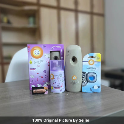 Airway Automatic Air Freshener Machine with Refill+Free Car Air Refreshener– Luxury Lilac and Lotus | Flower Based Fragrance - Long Lasting Freshness