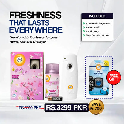 Airway Automatic Air Freshener Machine with Refill+Free Car Air Refreshener – Blossom & Breeze | Flower Based Fragrance
