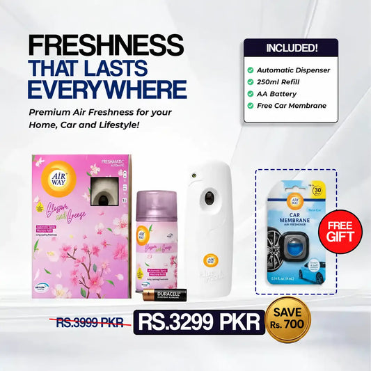 Airway Automatic Air Freshener Machine with Refill+Free Car Air Refreshener – Blossom & Breeze | Flower Based Fragrance