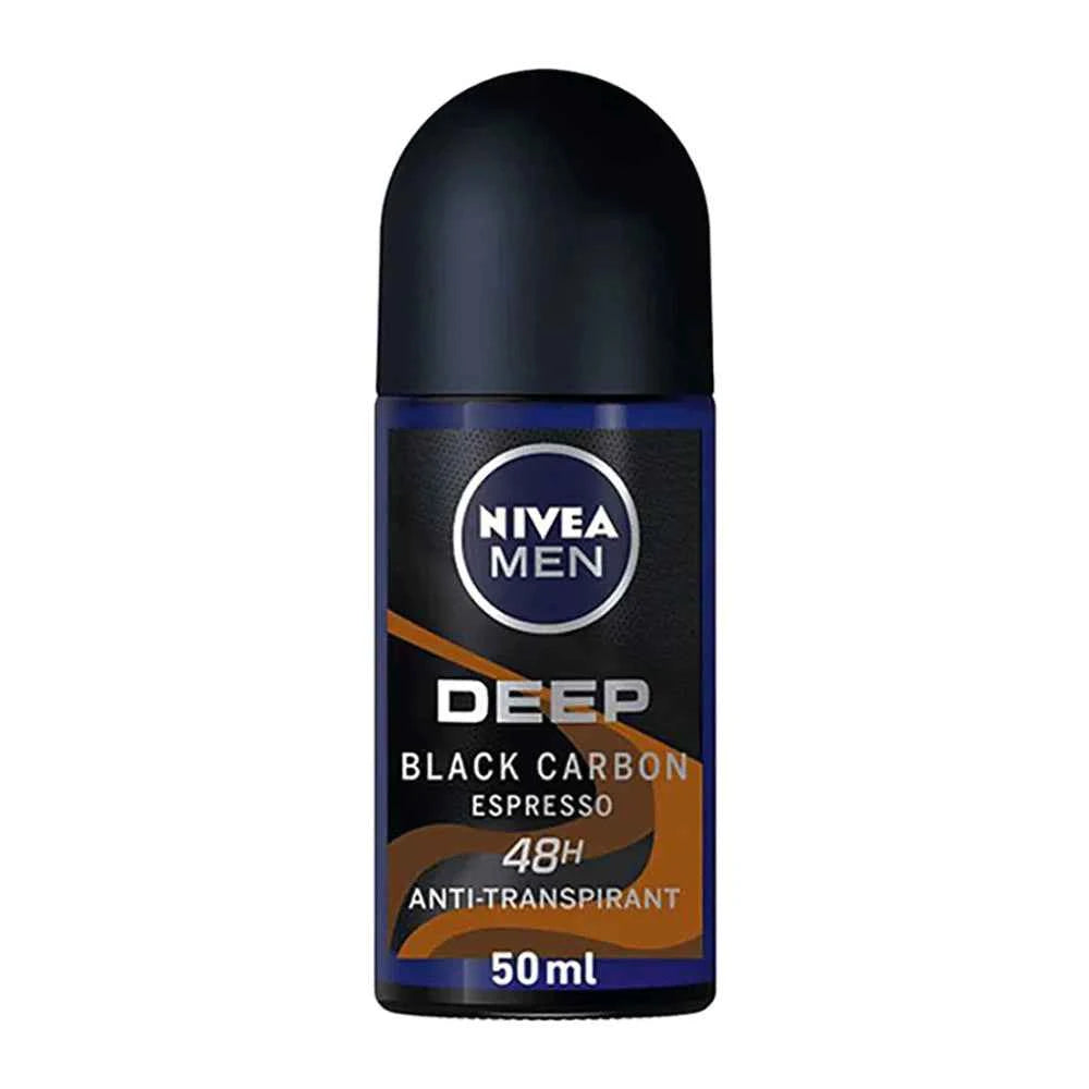 Nivea Men Deep Black Carbon Espresso Roll-On Deodorant 50 ml – 48 H Sweat & Odour Protection