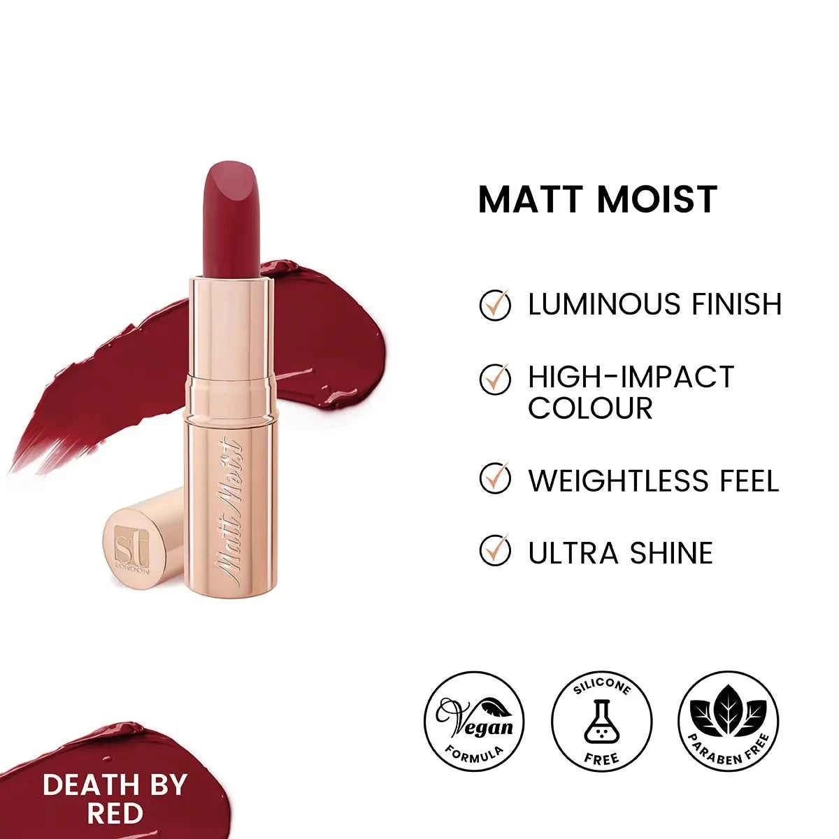 ST London - Matt Moist Long-Lasting Lipstick - Death by Red
