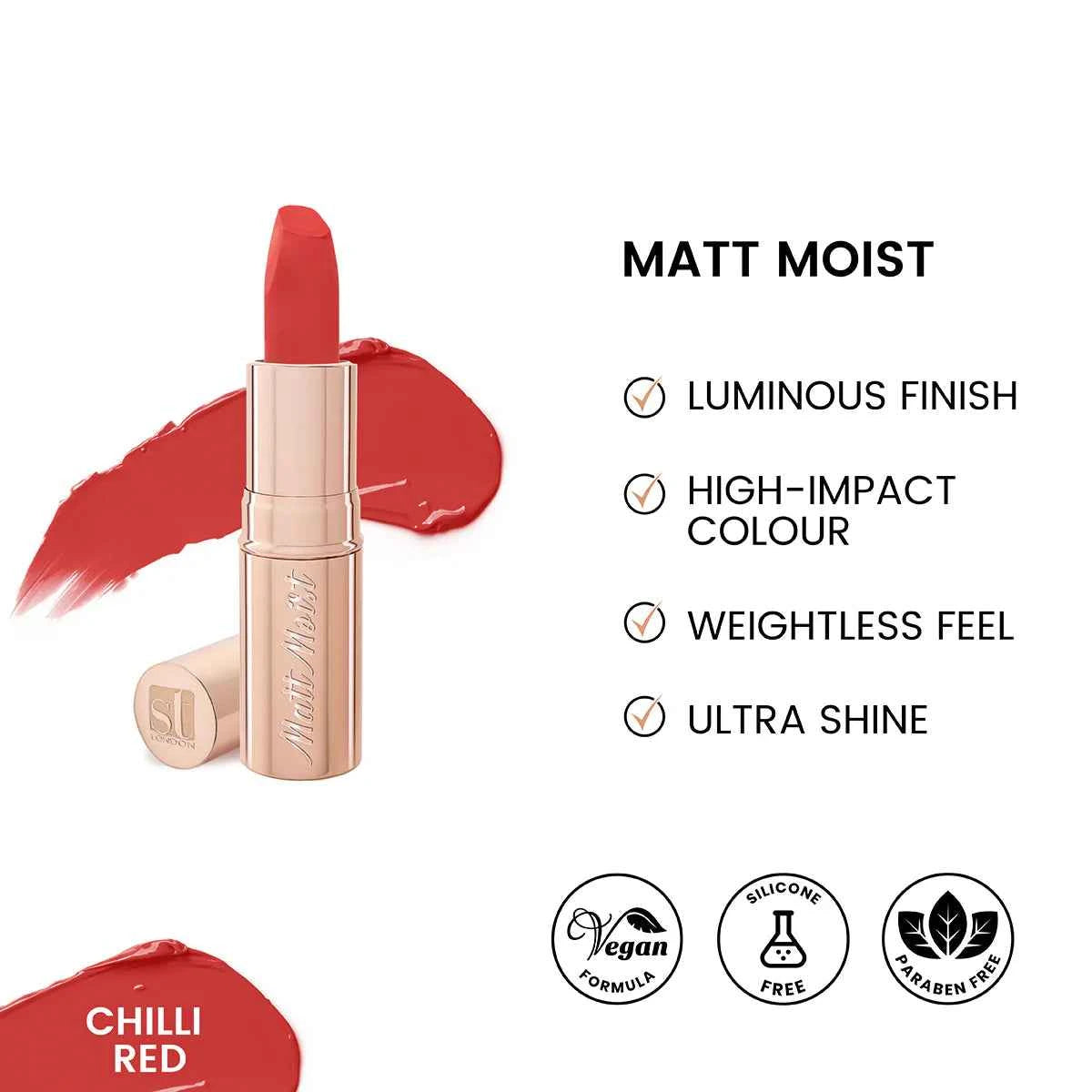 ST London - Matt Moist Long-Lasting Lipstick - Chilli Red