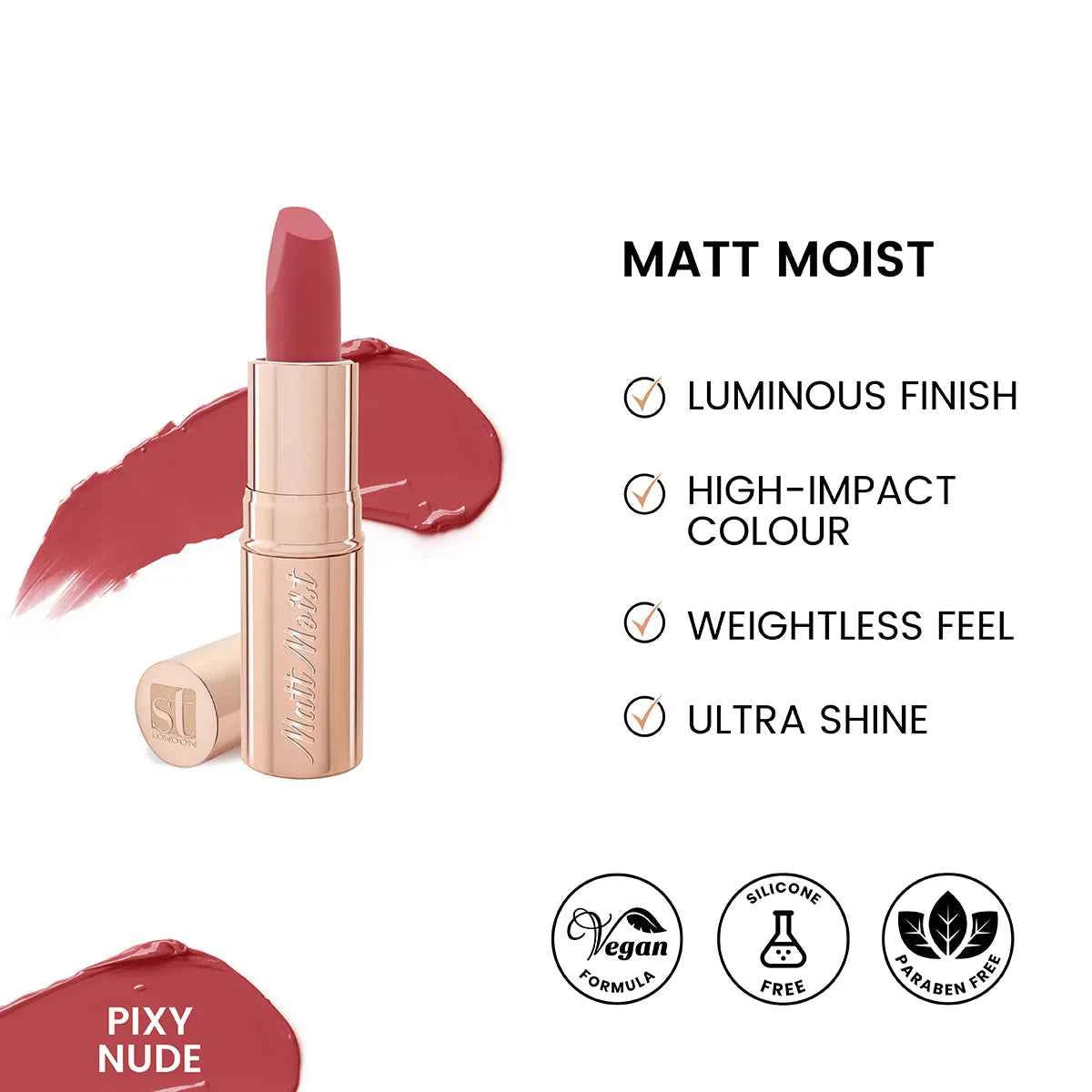 ST London – Matt Moist Long-Lasting Lipstick (Pixy Nude)