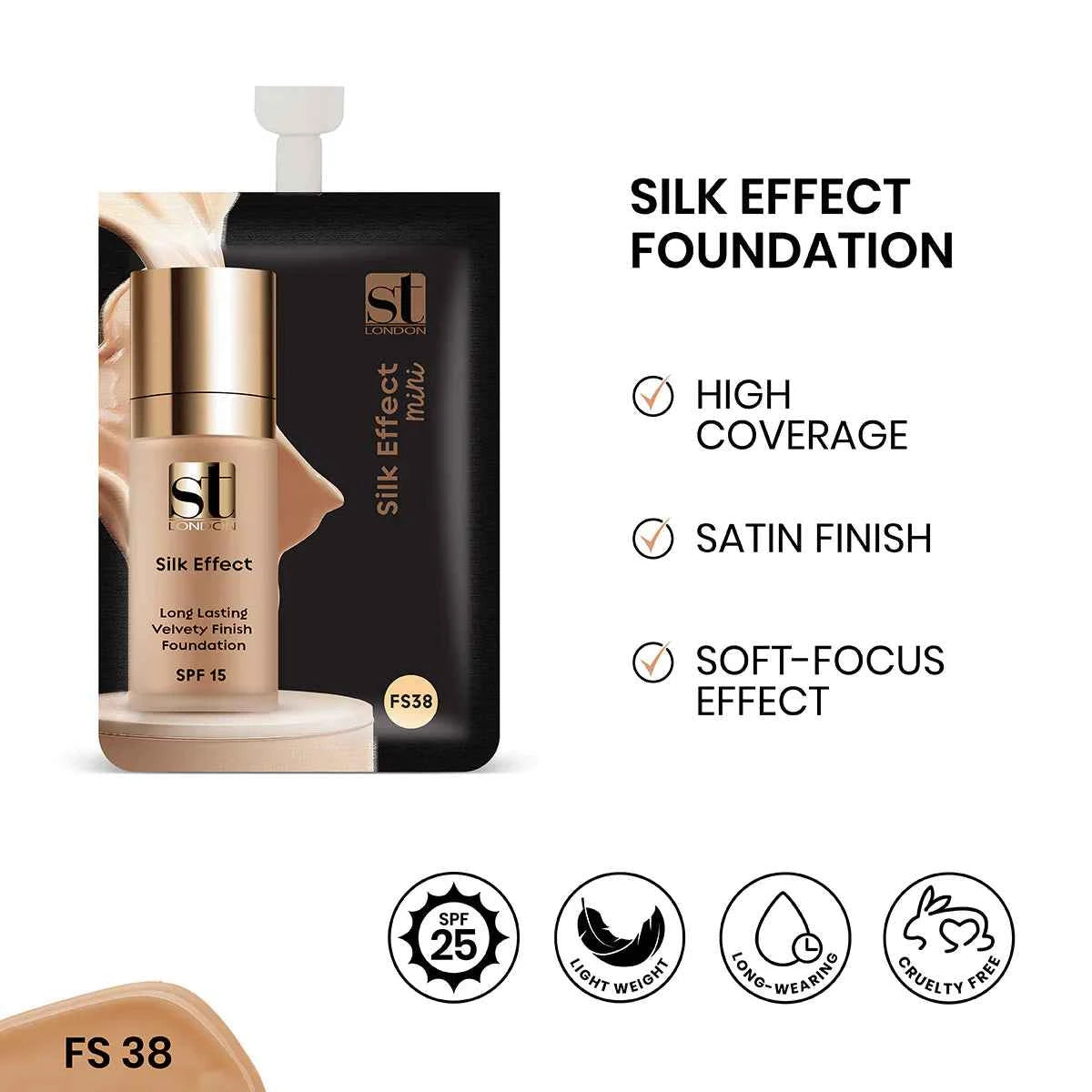 ST London - Silk Effect Foundation Sachet FS38 | Smooth & Flawless Finish 5ml