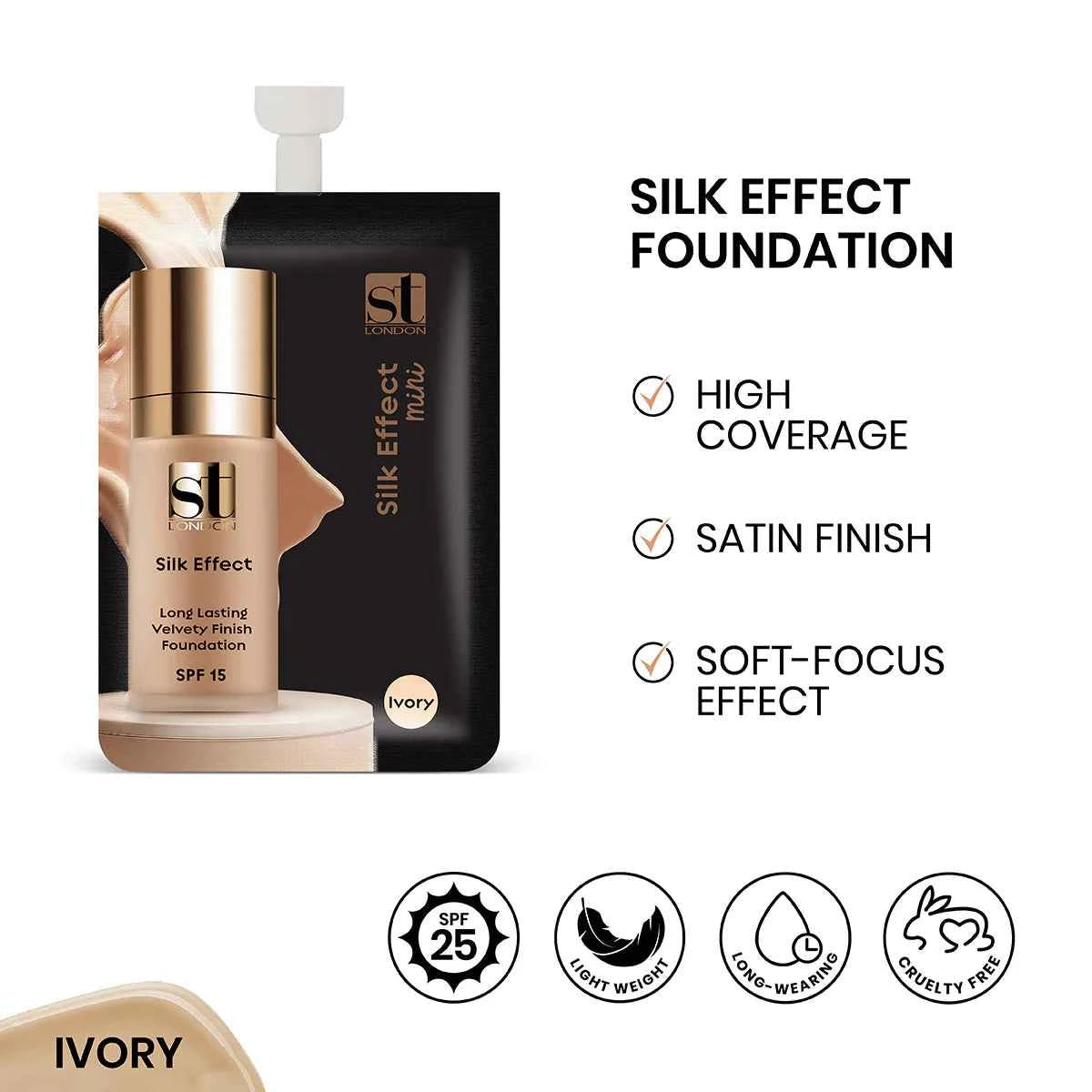 ST London - Silk Effect Foundation Sachet Ivory | Smooth & Natural Finish 5ml