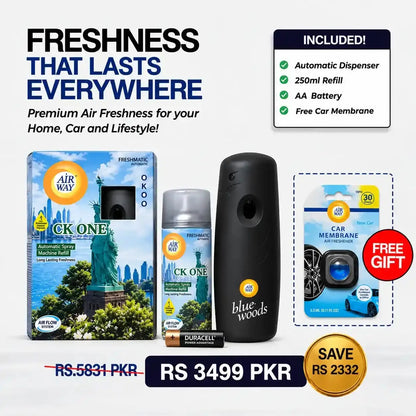 Airway Automatic Air Freshener Machine with Refill+Free Car Air Refreshener CK@ONE| Perfume Based Fragrance
