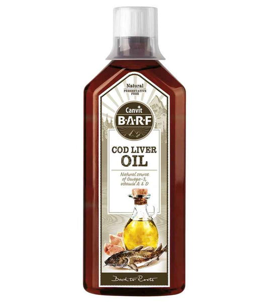 Canvit BARF Cod Liver Oil 500ml – Omega-3 Rich Supplement for Dogs & Cats | Skin, Coat & Immunity Support