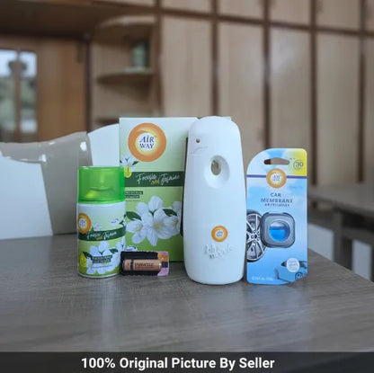 Airway Automatic Air Freshener Machine with Refill+Free Car Air Freshener – Freesia and Jasmine | Flower Based Fragrance