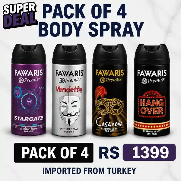 Fawaris Premier Body Spray 4-Pack for Men |150 ml