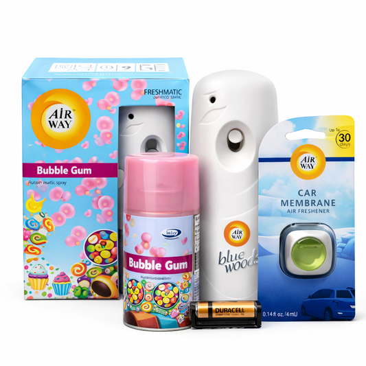 Airway Automatic Air Freshener Machine with Free Car Air Freshener & Refill – Bubble Gum Fragrance – Long Lasting Up to 30 Days